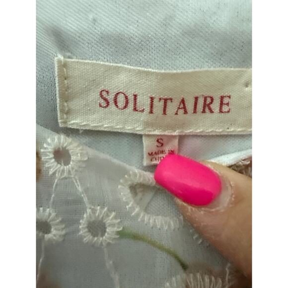 Solitaire Floral Eyelet Puffed Sleeve Maxi Dress Pink Size Small - Picture 8 of 11